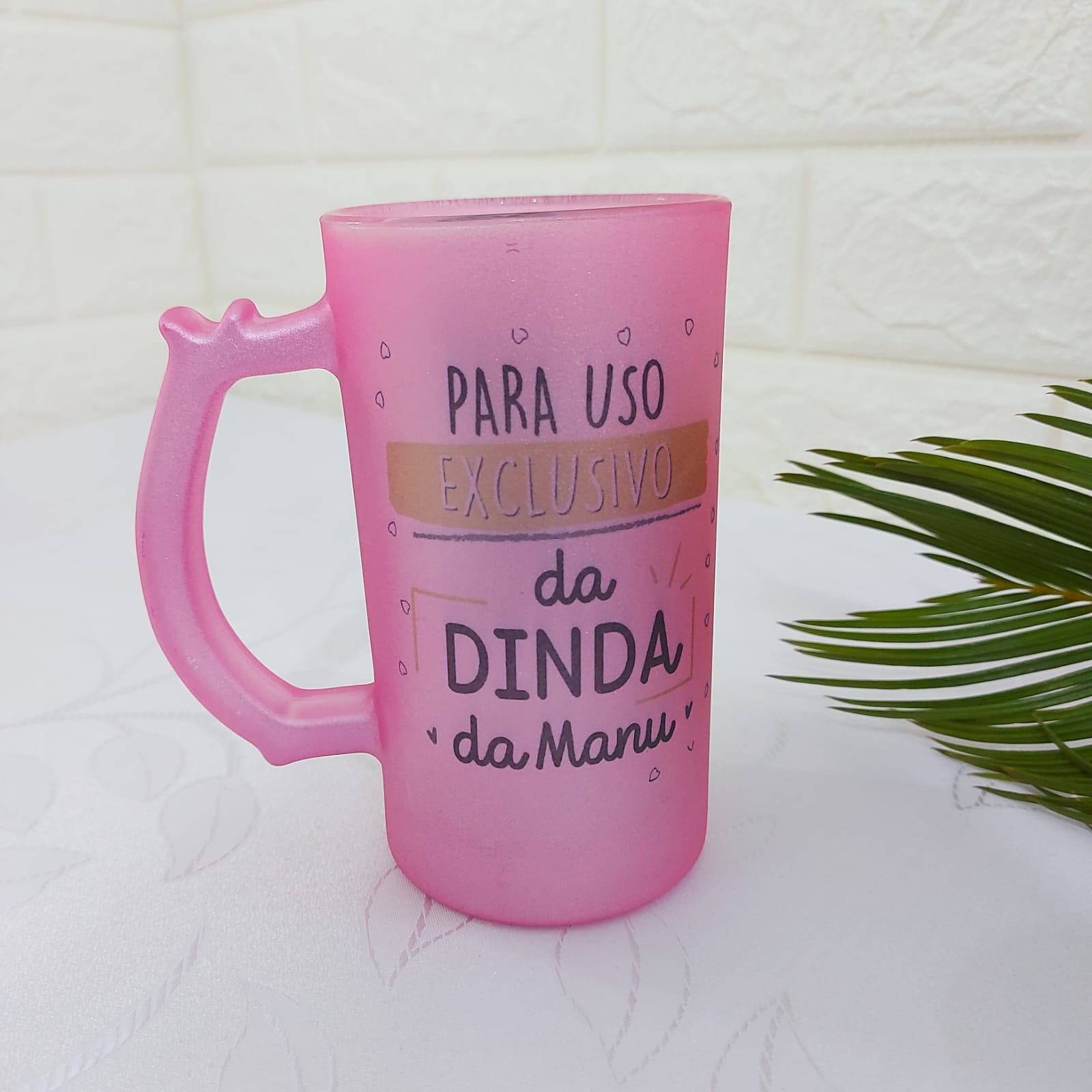 Caneco de Chopp de Vidro Rosa